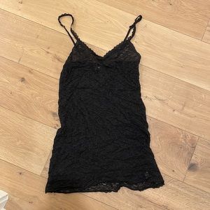 Black lace slip dress